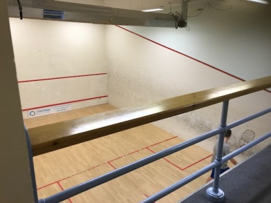 Indoor squash courts can be used in inclement weather